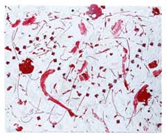 ©2008 Lisa Brugger Crimson Snow (Love) - Acrylic with Mix Media on Canvas 30 X 36