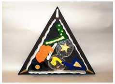 ©1996 Lisa Brugger Constricted Numerology - Wood w/Aluminum & Plexiglass Sculpture29.5x 29.5 x 4